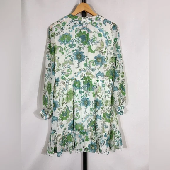 Vince Camuto Women's Printed Split-Neck Long-Sleeve Dress Size Small - Picture 3 of 7